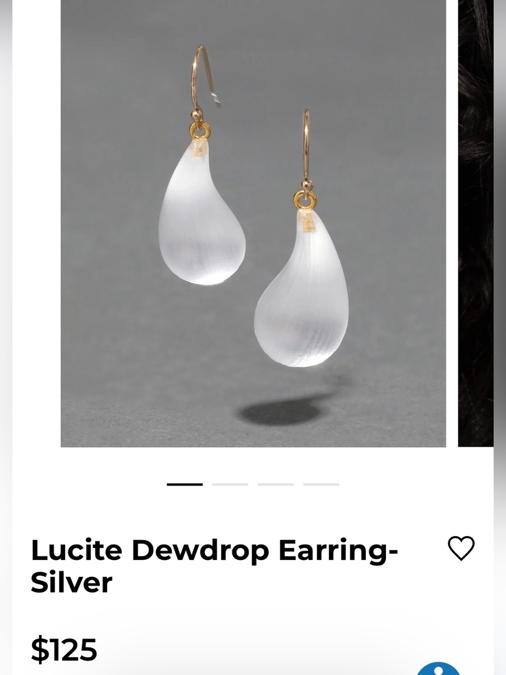 Alexis Bittar White Lucite Teardrop Earrings with Gold Hooks